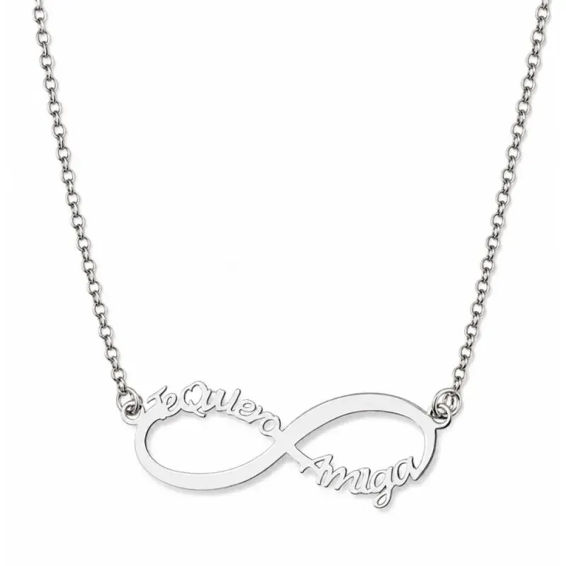 Gargantilla plata Ley 925m rolo 41cm. infinito AMIGA TE QUIERO 3cm. mujer [AC1184]