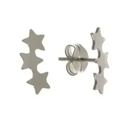 Pendientes plata Ley 925m motivo estrellas 12mm. lisas cierre presión mujer [AC1255]