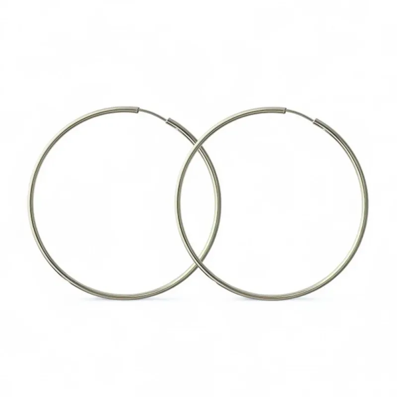Pendientes plata Ley 925m aros 40mm. huecos lisos cierre aro mujer [AC1157]