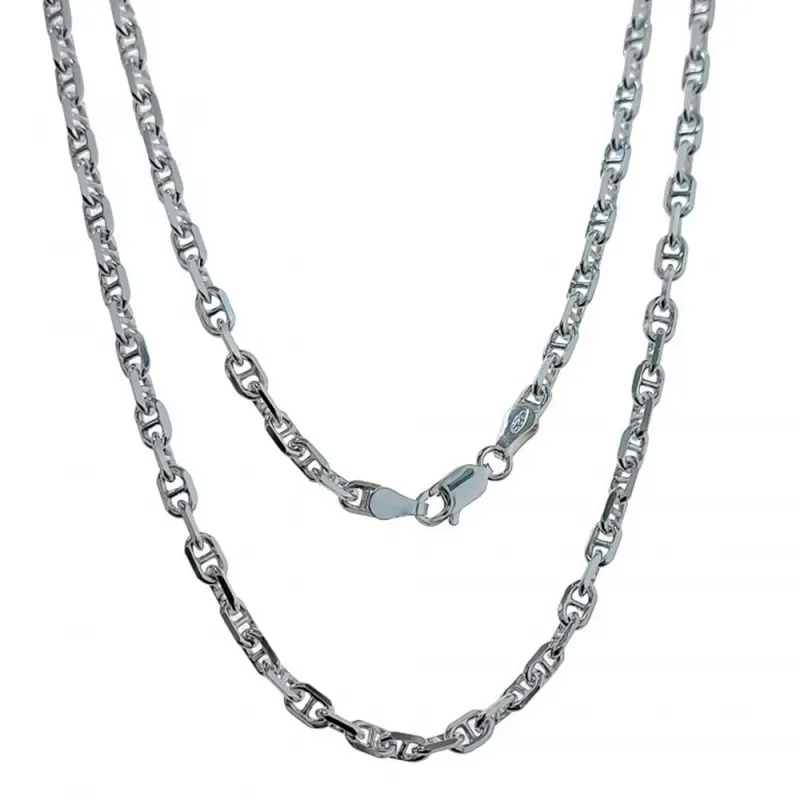 Cadena plata Ley 925m lisa 50cm. modelo forzada marina cierre mosquetón