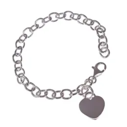 Pulsera plata Ley 925m mujer 18.5cm. cadena eslabones charm corazón liso cierre mosquetón