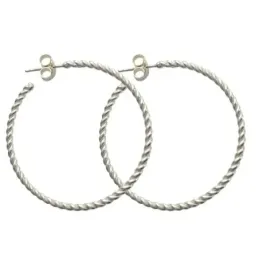 Pendientes plata Ley 925m aros 35mm. reliados cierre presión mujer [AC1179]