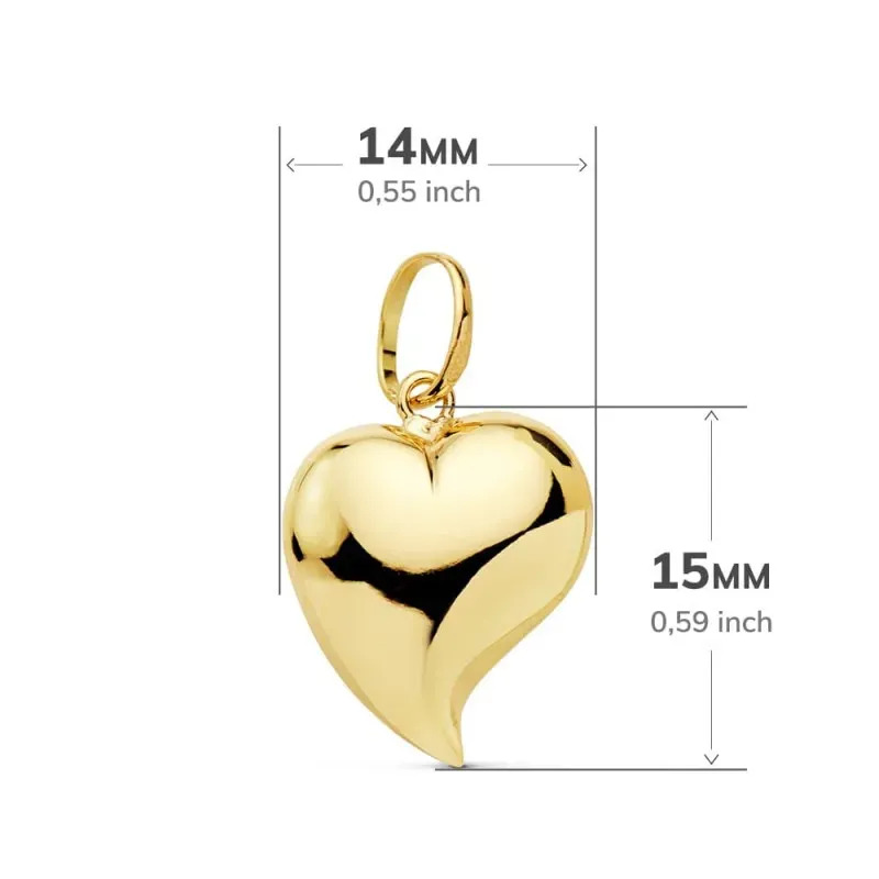 Colgante oro 18k motivo corazón 15mm. liso [AC0198]