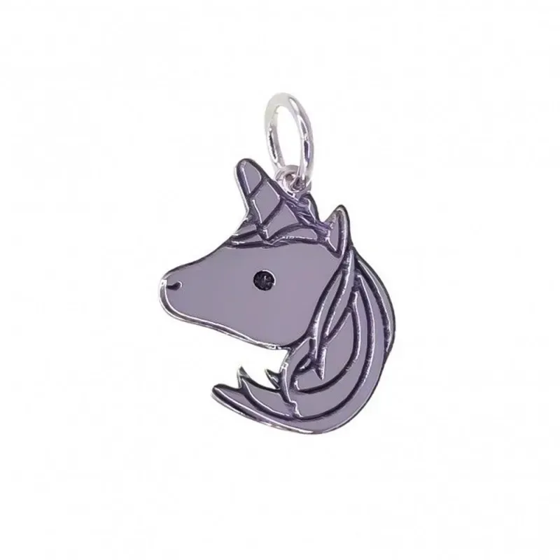 Colgante plata Ley 925m motivo unicornio 20mm. liso [AC0493]