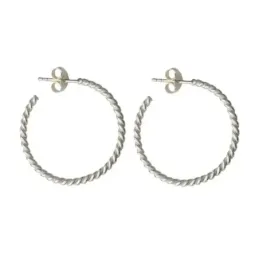 Pendientes plata Ley 925m aros 25mm. reliados cierre presión mujer [AC1180]