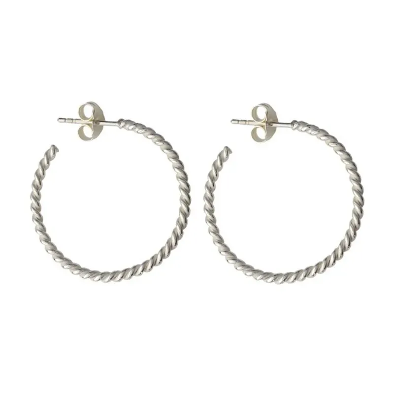 Pendientes plata Ley 925m aros 25mm. reliados cierre presión mujer [AC1180]
