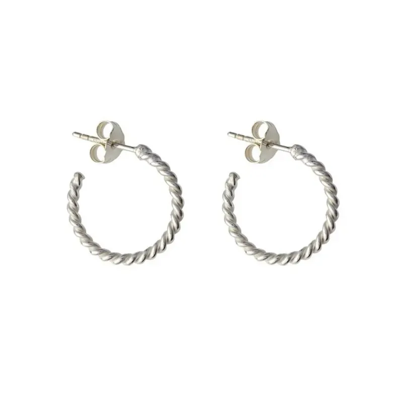 Pendientes plata Ley 925m aros 15mm. reliados cierre presión mujer [AC1181]