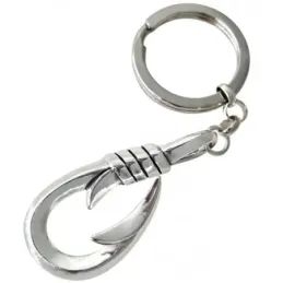 Llavero plata Ley 925m. anzuelo 50mm. cadena rolo argolla doble níquel unisex