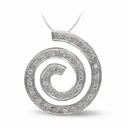 Colgante oro blanco 18k espiral 25.2mm. circonitas mujer