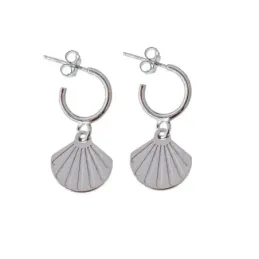 Aros Pendientes en Plata de Ley 925m aro de 12 mm. con Concha Camino
