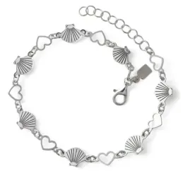 Pulsera en Plata de Ley 925m con 17.5 cm. Conchas Camino Santiago 7 m