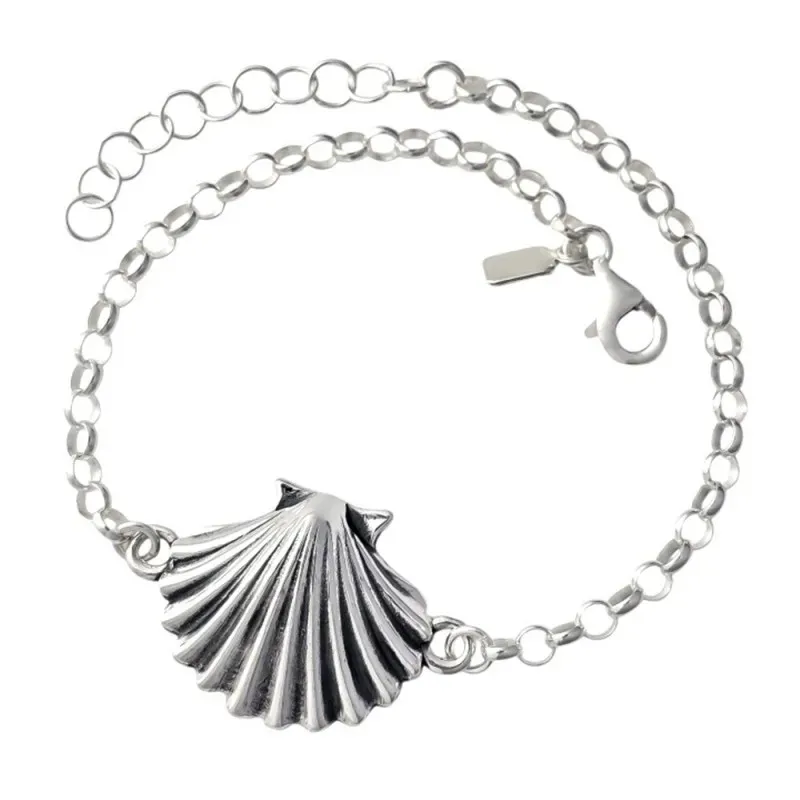Concha Camino Santiago Pulsera Plata de Ley 925m con 17 cm. cadena ro