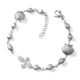 Cruz Concha Camino Santiago Pulsera Plata Ley 925m 16 cm. cuadrados 4