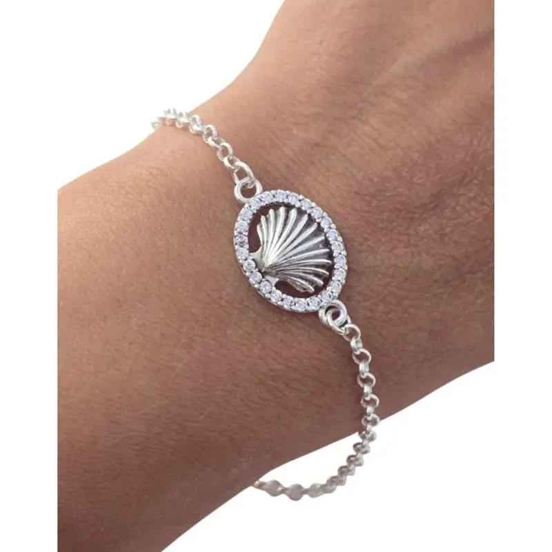 Concha Camino Santiago Pulsera Plata Ley 925m con 17 cm. rolo 2.8 mm.