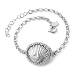 Concha Camino Santiago Pulsera Plata Ley 925m 17 cm. rolo 3.3 mm. con
