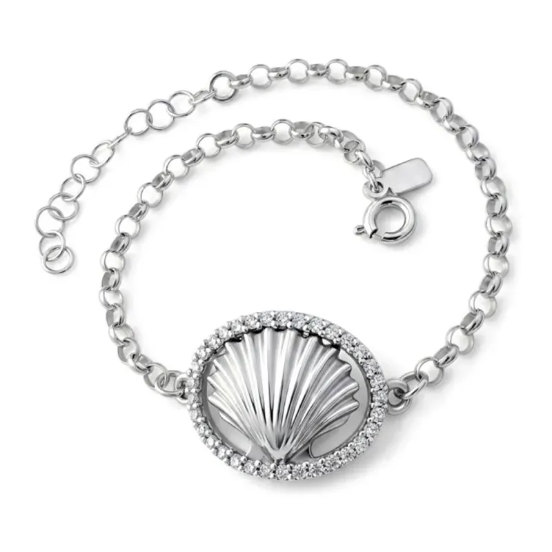 Concha Camino Santiago Pulsera Plata Ley 925m 17 cm. rolo 3.3 mm. con