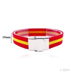 Pulsera bandera de España de tela con 22 cm. ancho de 15 mm. con cier