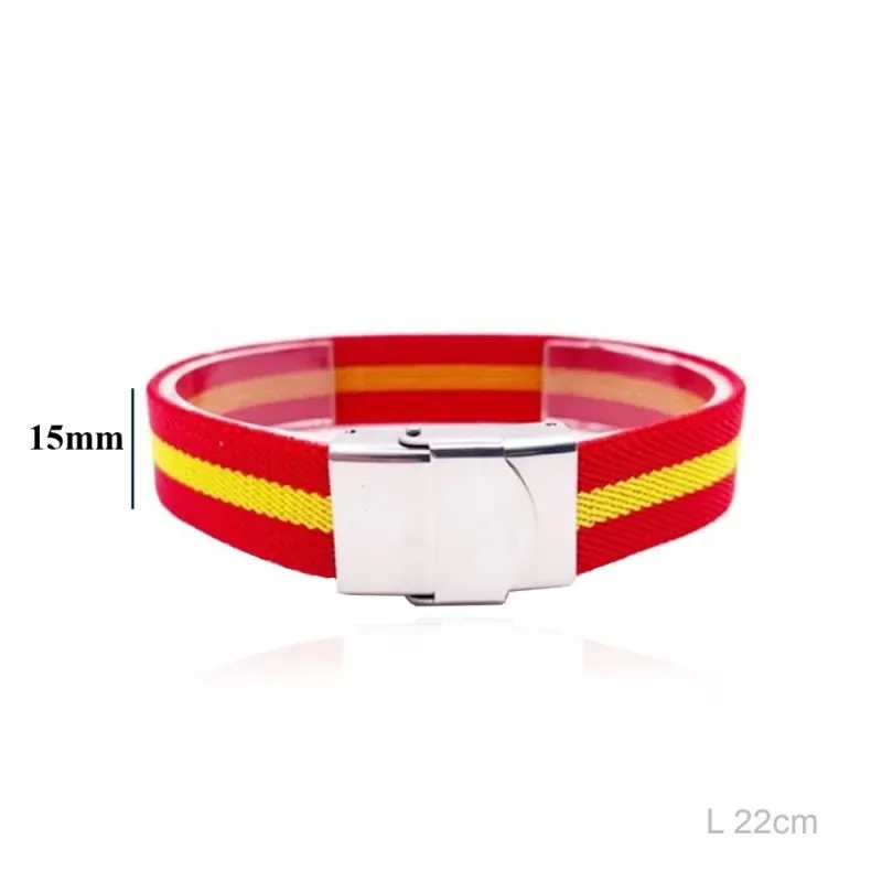 Pulsera bandera de España de tela con 22 cm. ancho de 15 mm. con cier