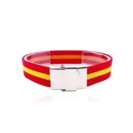 Pulsera bandera de España de tela con 22 cm. ancho de 15 mm. con cier