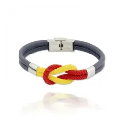 Pulsera nudo bandera de España acero inoxidable con 21 cm. color azul