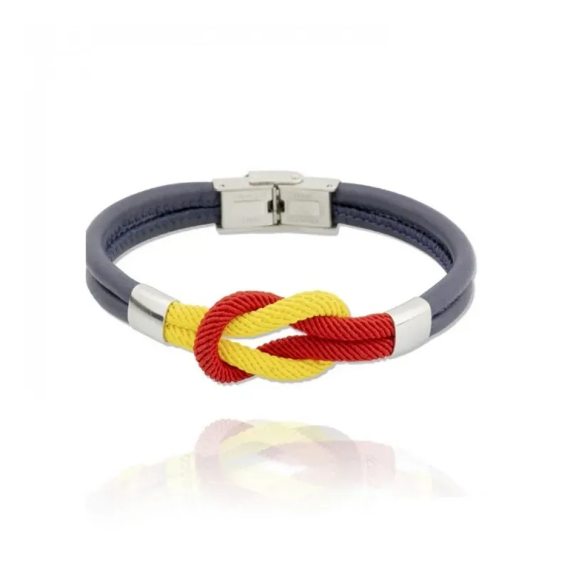 Pulsera nudo bandera de España acero inoxidable con 21 cm. color azul