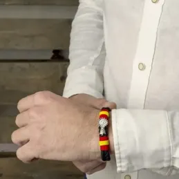 Virgen de los Desamparados Pulsera acero inoxidable 21 cm. trenzada d