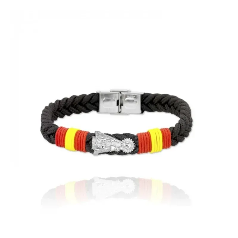 Virgen de los Desamparados Pulsera acero inoxidable 21 cm. trenzada d