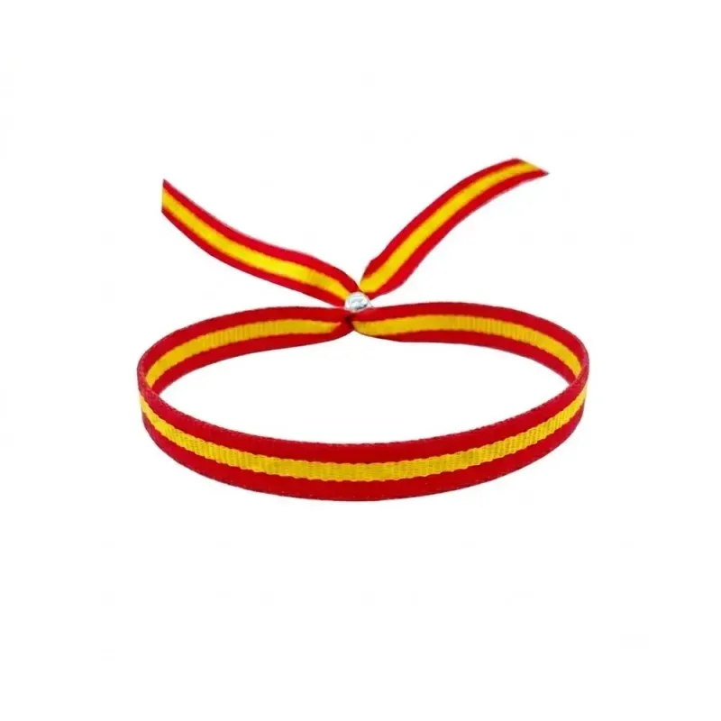 Pulsera bandera de España en tela con 22 cm. ancho de 10 mm. con cier