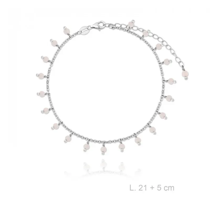 Tobillera en Plata de Ley 925m con 21 cm. perlas combinadas con bolas
