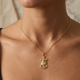Virgen del Carmen Colgante Oro 9k unisex 27 mm. Cruz Marinera ancla