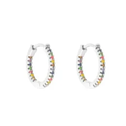 Aros Pendientes Argollas en Plata de Ley 925m con 16 mm. circonitas c