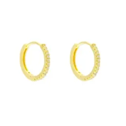 Aros Pendientes Argollas en Plata de Ley 925m chapados en oro con 14