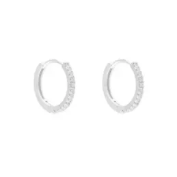 Aros Pendientes Argollas en Plata de Ley 925m con 14 mm. circonitas