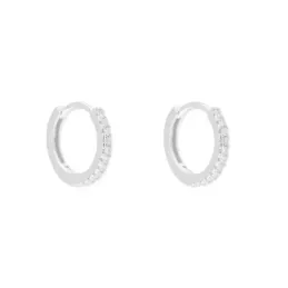 Aros Pendientes Argollas en Plata de Ley 925m con 12 mm. circonitas