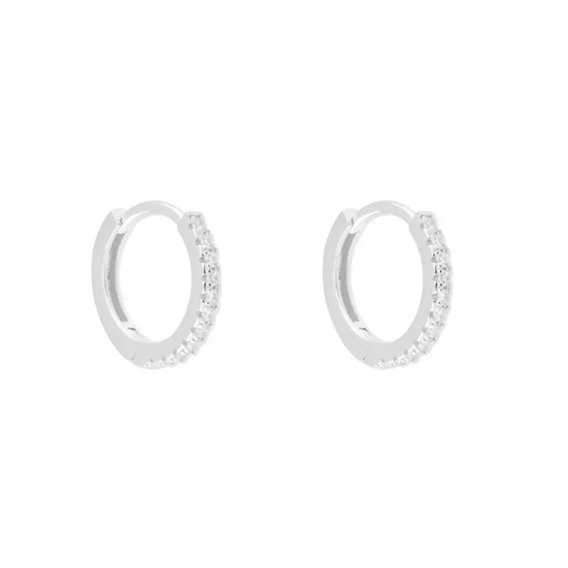 Aros Pendientes Argollas en Plata de Ley 925m con 12 mm. circonitas