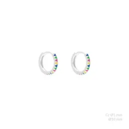 Aros Pendientes Argollas en Plata de Ley 925m con 10 mm. circonitas c