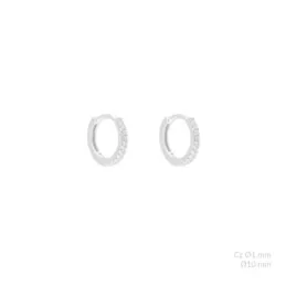 Aros Pendientes Argollas en Plata de Ley 925m con 10 mm. circonitas
