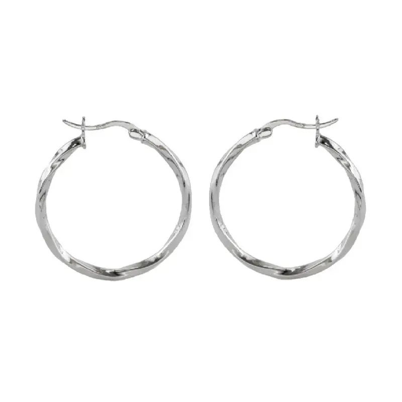 Aros Pendientes Argollas en Plata de Ley 925m con 30 mm. retorcidos