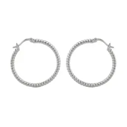 Aros Pendientes Argollas en Plata de Ley 925m con 30 mm. gallonados a