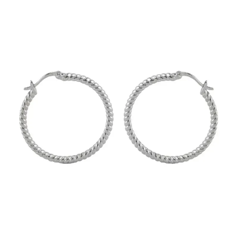 Aros Pendientes Argollas en Plata de Ley 925m con 30 mm. gallonados a