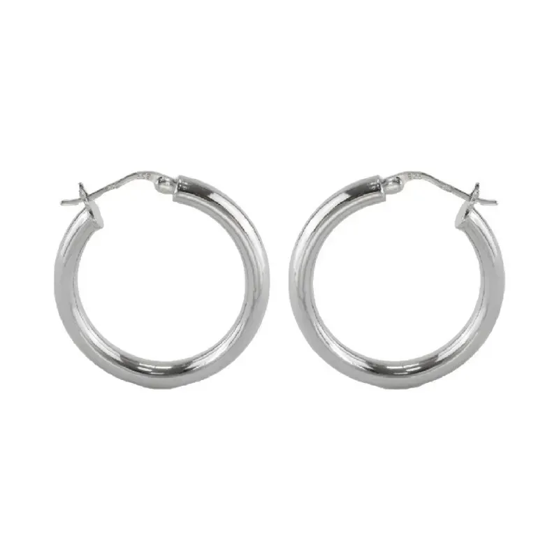 Aros Pendientes Argollas en Plata de Ley 925m con 30 mm. lisos brillo
