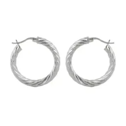 Aros Pendientes Argollas en Plata de Ley 925m con 30 mm. trenzados