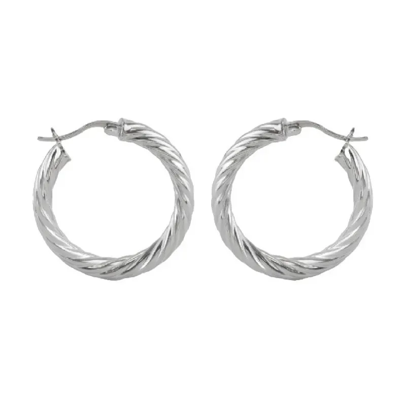 Aros Pendientes Argollas en Plata de Ley 925m con 30 mm. trenzados