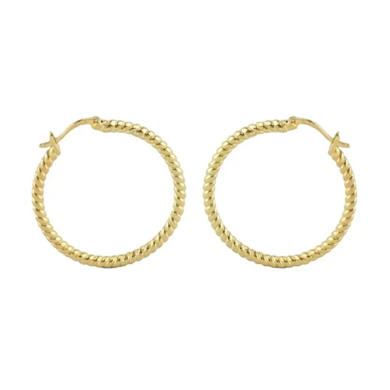 Aros Pendientes Argollas en Plata de Ley 925m chapados oro con 30 mm.