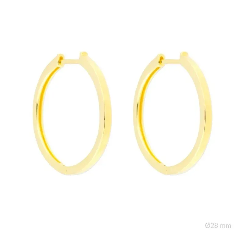 Aros Pendientes Argollas en Plata de Ley 925m chapados en oro con 28