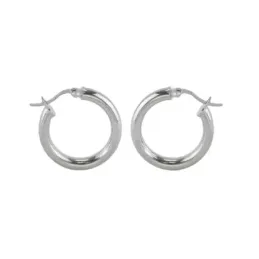 Aros Pendientes Argollas en Plata de Ley 925m con 25 mm. tubo redondo