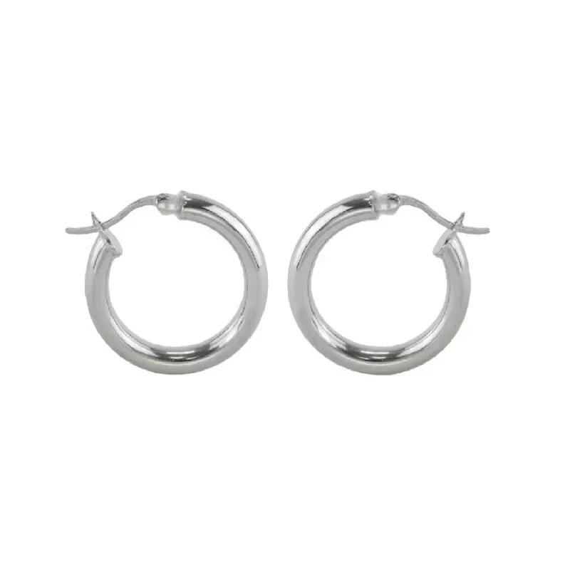 Aros Pendientes Argollas en Plata de Ley 925m con 25 mm. tubo redondo