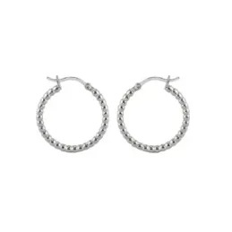 Aros Pendientes Argollas en Plata de Ley 925m con 25 mm. detalle bola