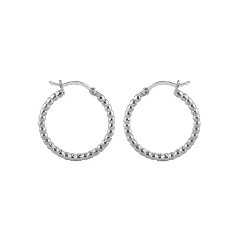 Aros Pendientes Argollas en Plata de Ley 925m con 25 mm. detalle bola