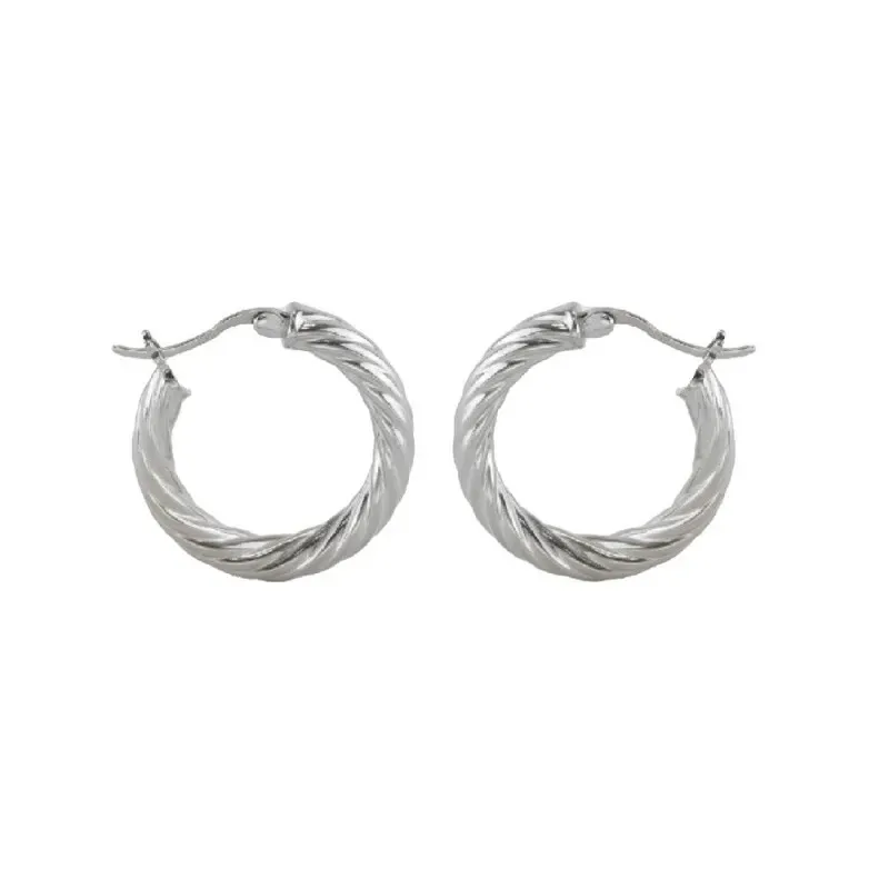 Aros Pendientes Argollas en Plata de Ley 925m con 25 mm. trenzados